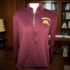 Unisex Champion Mn Gophers 1/4 Knit Long Sleeve Shirt Size Medium